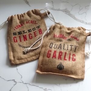 Ginger & Garlic Burlap Storage Bag Set